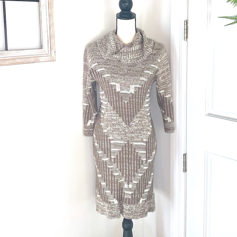 Pink Rose 3/4 Sleeve Cowl Sweater Dress M